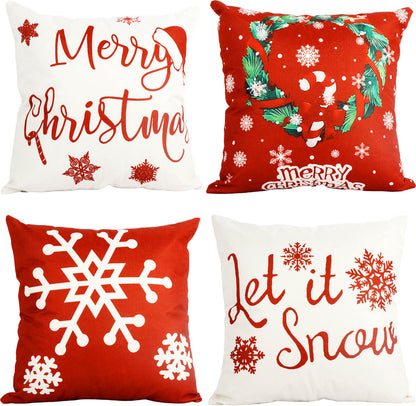 4 pieces, Christmas Throw Pillow Cover set of 4 -  18X18