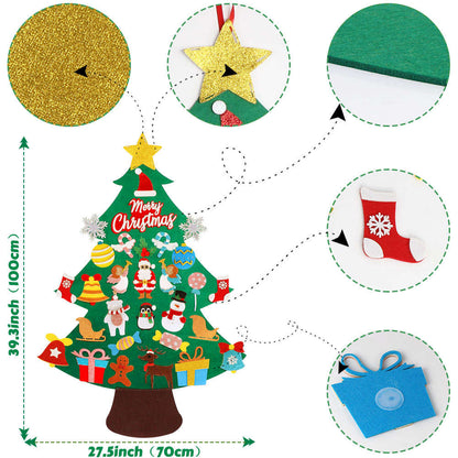 DIY Felt Christmas Tree Set for Kids 3.28ft with 30pcs Ornaments