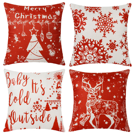 Christmas Pillow Covers 18 X 18 Inch Set of 4  Throw Pillow Covers