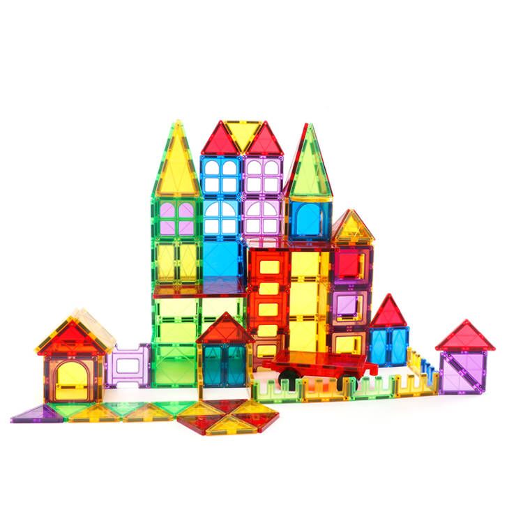 120Pcs Magnet Tiles Magnetic 3D Building Blocks Set Educational Construction Toy