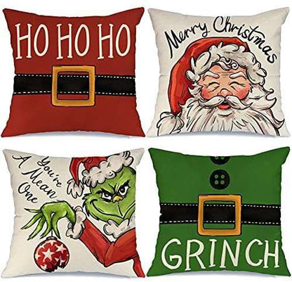 4 pieces, Christmas Throw PILLOW COVERS - Decorative  Case 18x18"