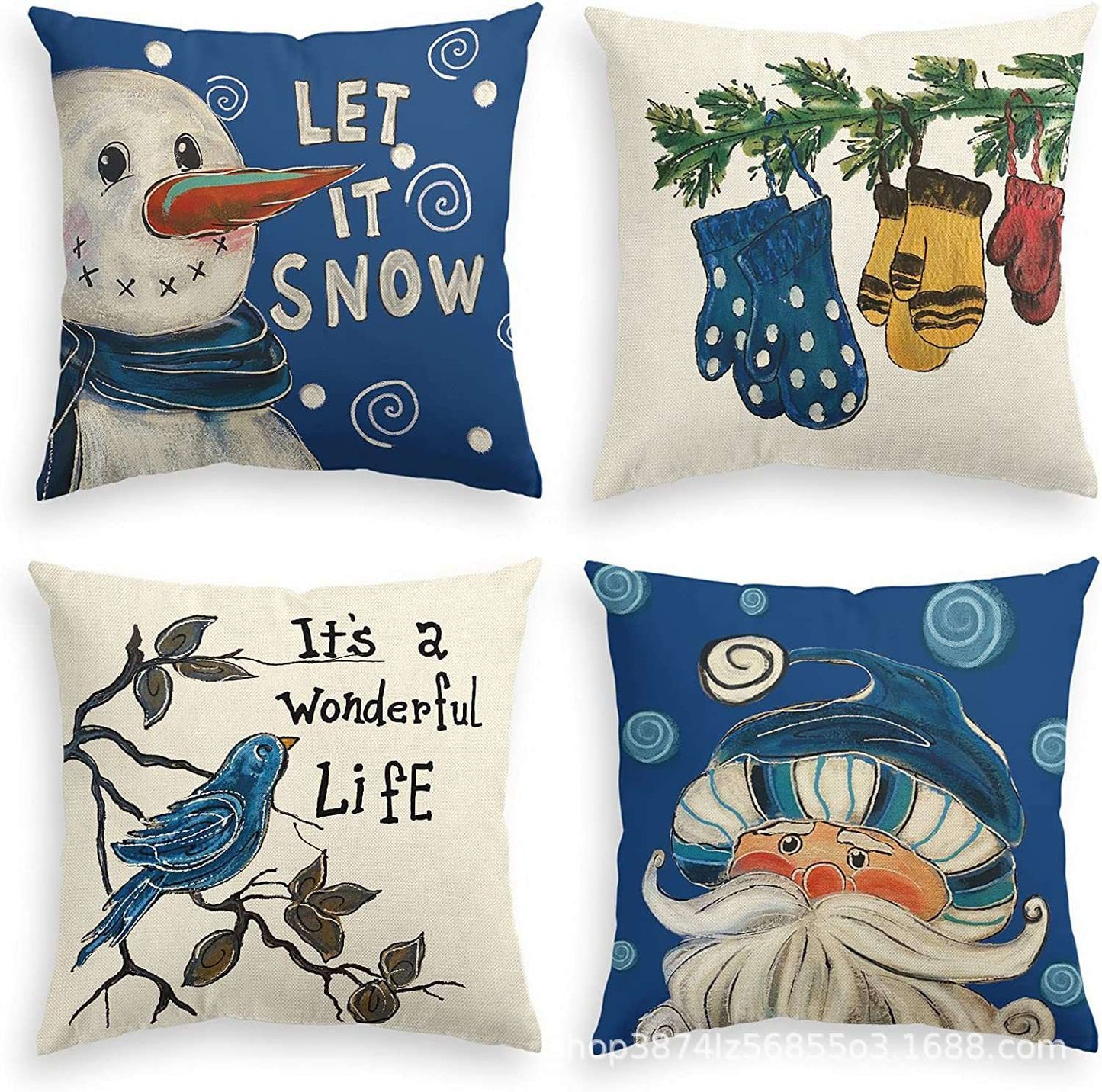 4 set of  18x18" Christmas Cushion Cover Printed Decorative Throw Pillow Case