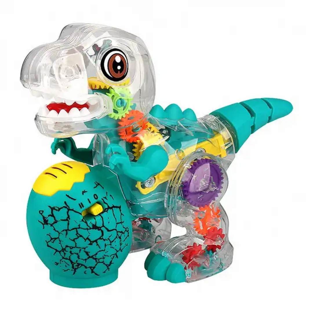 Dinosaur Light Up Transparent Toys for Kids 3-5, with Visible Moving Color Gears