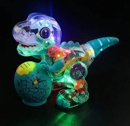 Dinosaur Light Up Transparent Toys for Kids 3-5, with Visible Moving Color Gears