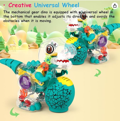 Dinosaur Light Up Transparent Toys for Kids 3-5, with Visible Moving Color Gears