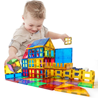 120Pcs Magnet Tiles Magnetic 3D Building Blocks Set Educational Construction Toy