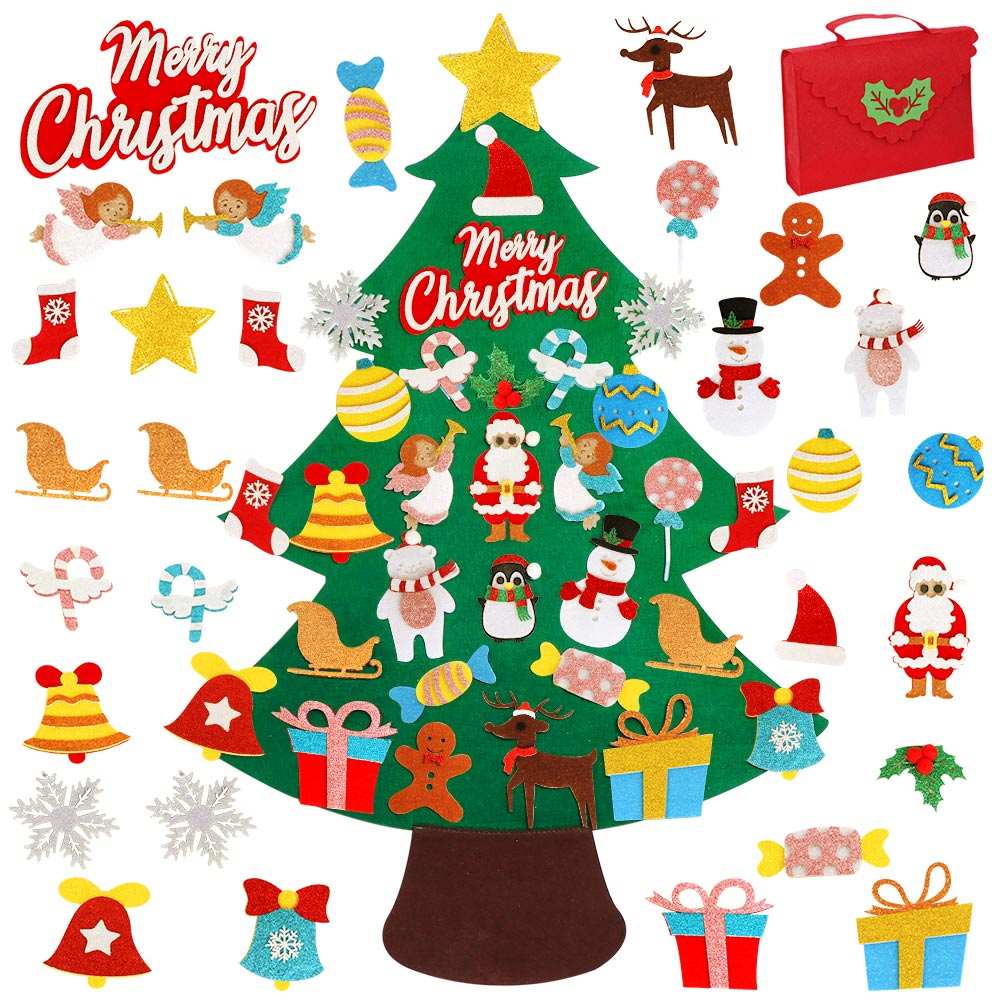 DIY Felt Christmas Tree Set for Kids 3.28ft with 30pcs Ornaments