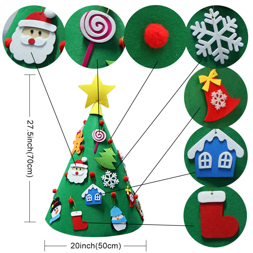 3D Felt Christmas Tree for Kids. Toddlers with 17pcs detachable ornaments