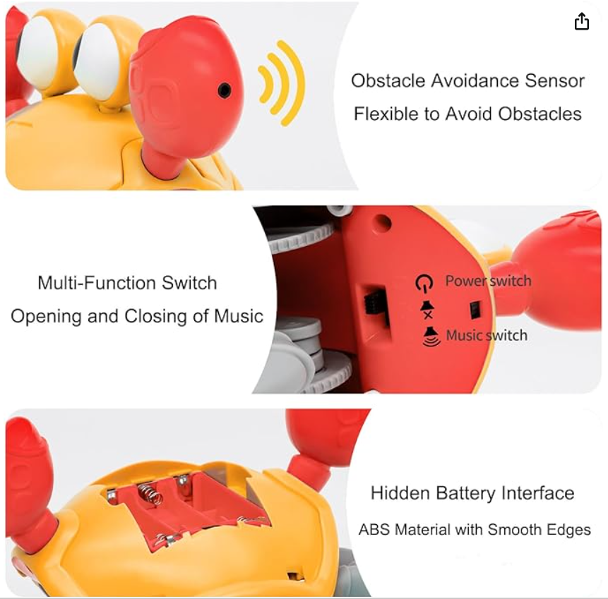 Sensing Crawling Crab Tummy Time Baby Toy Interactive Dancing Toy with Kids Gift