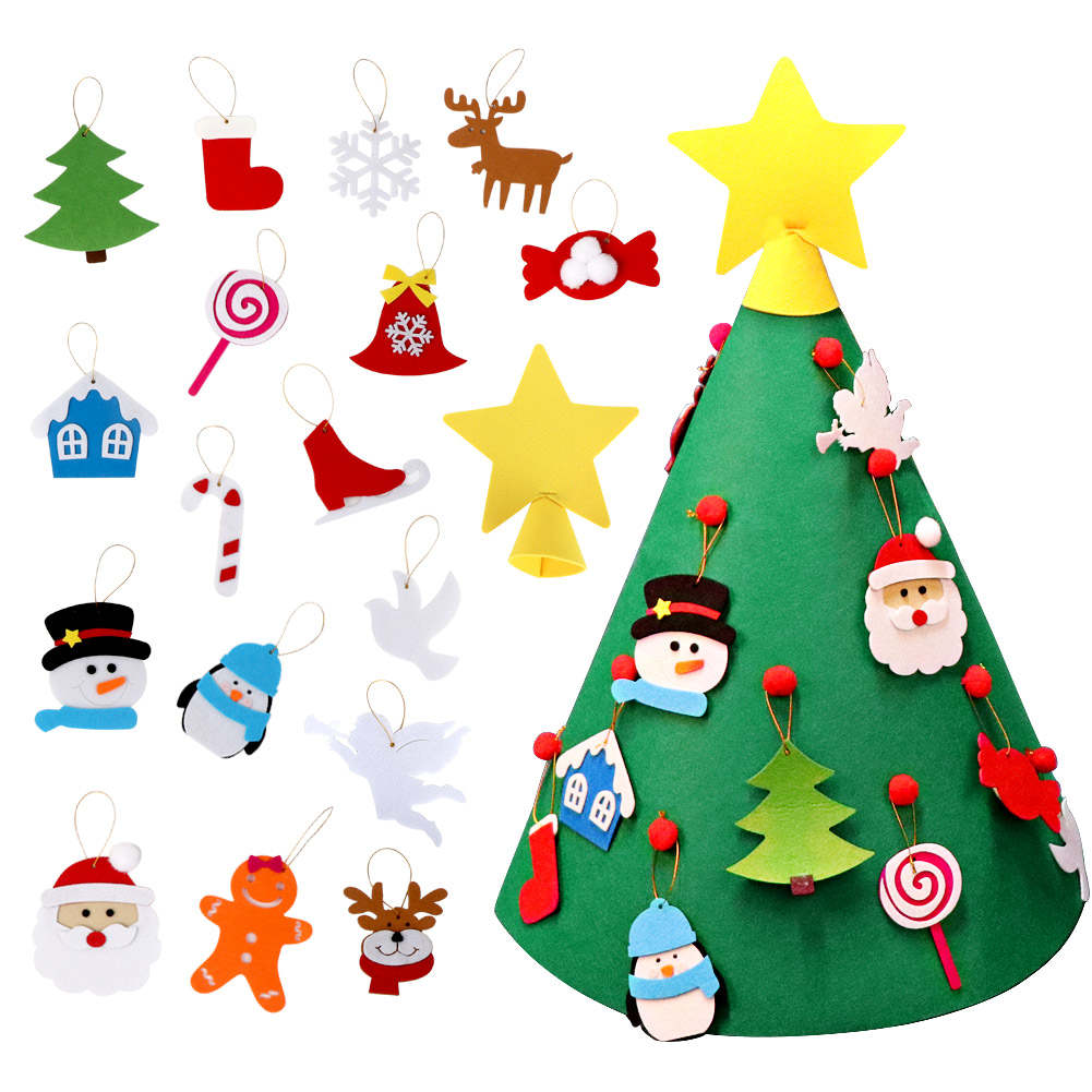 3D Felt Christmas Tree for Kids. Toddlers with 17pcs detachable ornaments