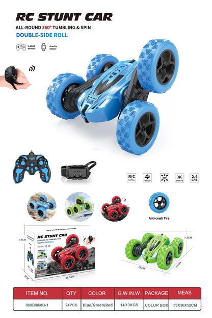 Remote Control 360 Degree Rotation RC Stunt Car Double Sided Flip 2.4Ghz Kids