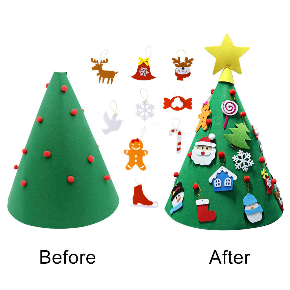 3D Felt Christmas Tree for Kids. Toddlers with 17pcs detachable ornaments