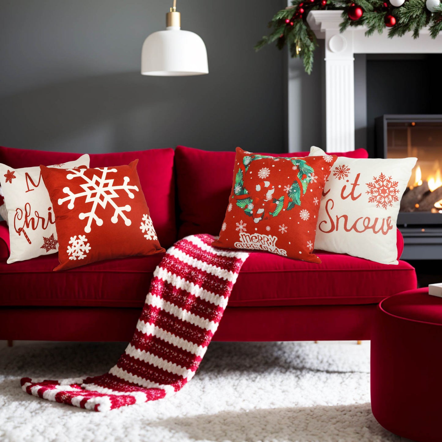 4 pieces, Christmas Throw Pillow Cover set of 4 -  18X18