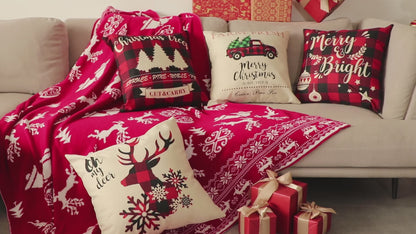 Christmas Pillow Covers 18 X 18 Inch Set of 4  Throw Pillow Covers