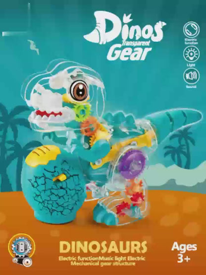 Dinosaur Light Up Transparent Toys for Kids 3-5, with Visible Moving Color Gears