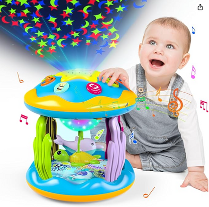 Baby Toys 6 to 12 Months, 4 in 1 Musical Rotating Projector, Tummy Time Light Up